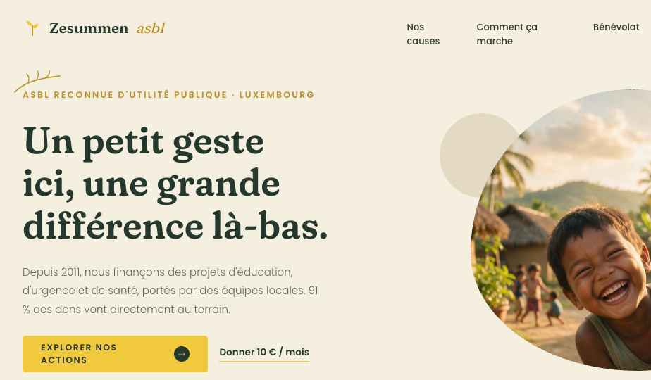 Aperçu du modèle Charité & ASBL